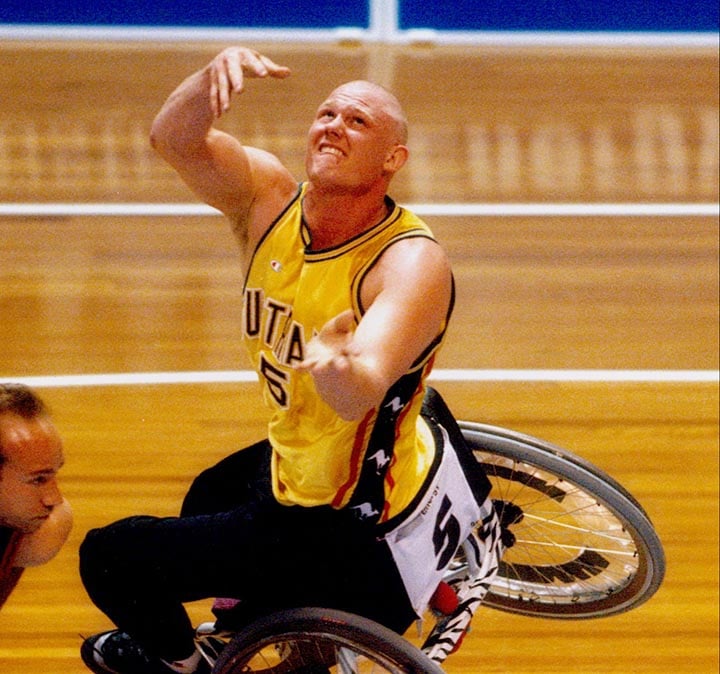 Troy Sachs playing basketball